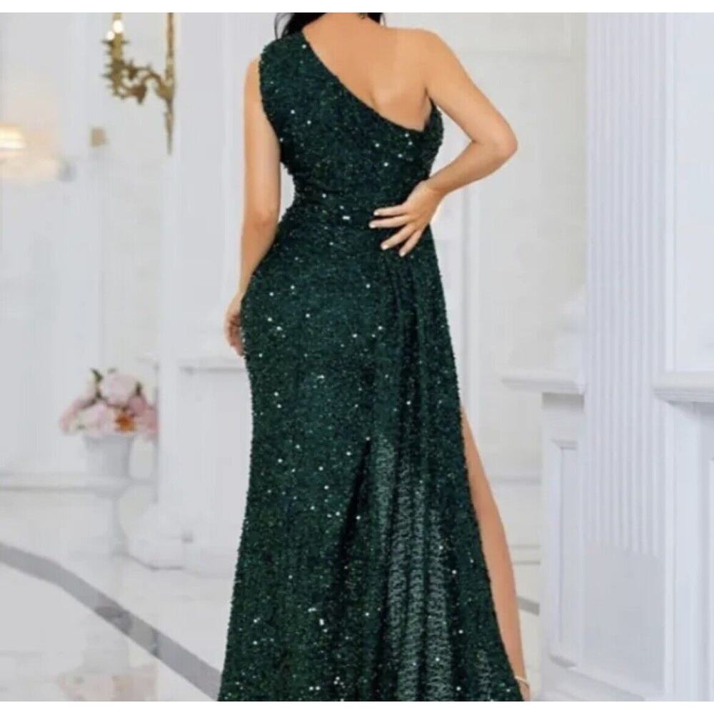 Miss Ord Lin Lin Q One Shoulder Green Sequin Prom Ballroom‎ Dress Gown - 4XL - Picture 4 of 6
